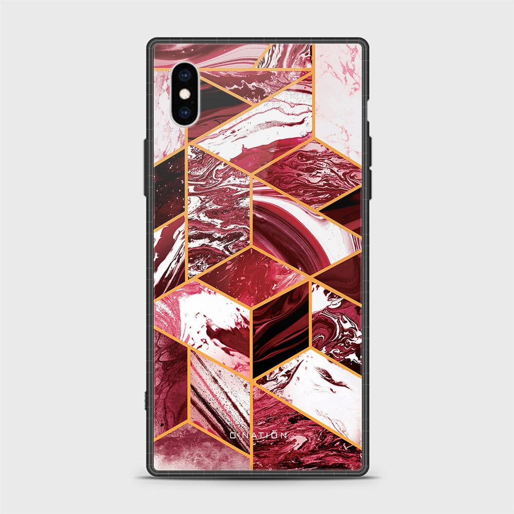 iPhone XS Max Cover - O'Nation Shades of Marble Series - ( D17 ) HQ Ultra Shine Premium Infinity Glass Soft Silicon Borders Case ( Fast Delivery )