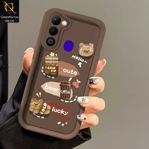 Tecno Spark 8C - Brown - Trendy 3D Cute Cartoon And Coffee Chocolate Soft Silicon Shockproof Case With Camera Protection