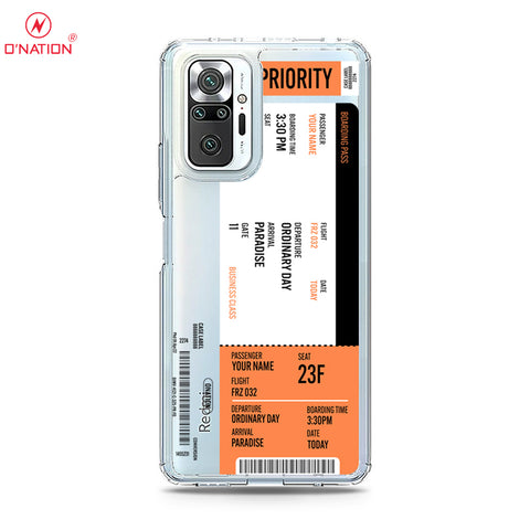 Xiaomi Redmi Note 10 Pro 4G Cover - Personalised Boarding Pass Ticket Series - 5 Designs - Clear Phone Case - Soft Silicon Borders