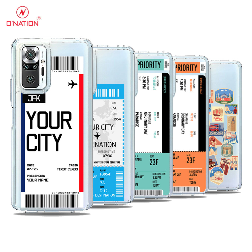 Xiaomi Redmi Note 10 Pro 4G Cover - Personalised Boarding Pass Ticket Series - 5 Designs - Clear Phone Case - Soft Silicon Borders