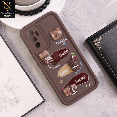 Vivo S10e - Brown - Trendy 3D Cute Cartoon And Coffee Chocolate Soft Silicon Shockproof Case With Camera Protection