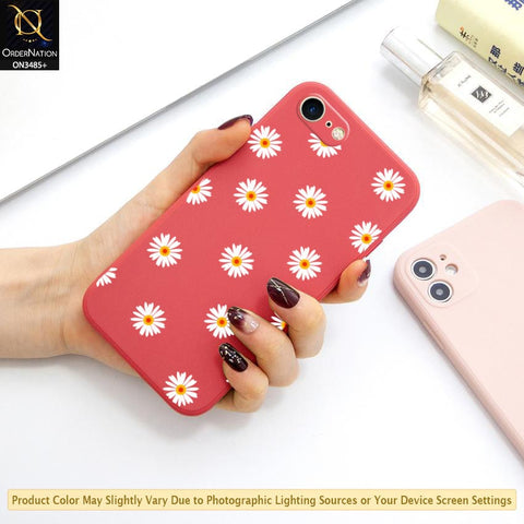 iPhone 8 / 7 Cover - Red - ONation Daisy Series - HQ Liquid Silicone Elegant Colors Camera Protection Soft Case ( Fast Delivery )