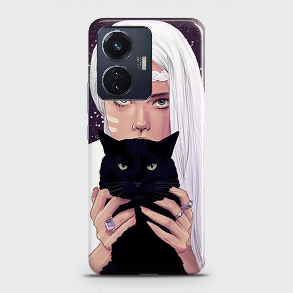 Vivo S15e Cover - Trendy Wild Black Cat Printed Hard Case with Life Time Colors Guarantee