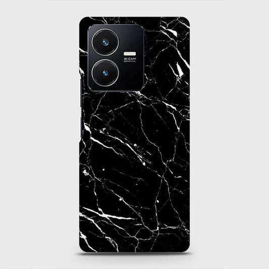 Vivo Y22 Cover - Trendy Black Marble Printed Hard Case with Life Time Colors Guarantee (Fast Delivery)