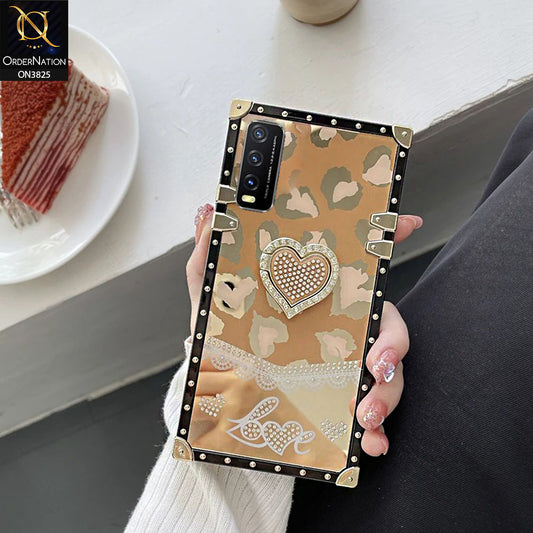 Vivo Y20 Cover - Design5 -Heart Bling Diamond Glitter Soft TPU Trunk Case With Ring Holder