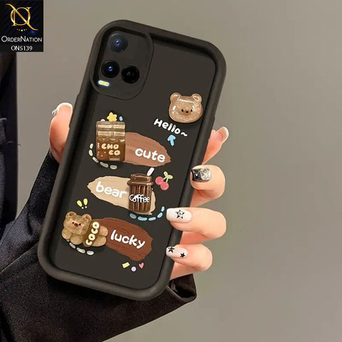 Vivo Y33t Cover - Black - Trendy 3D Cute Cartoon And Coffee Chocolate Soft Silicon Shockproof Case With Camera Protection