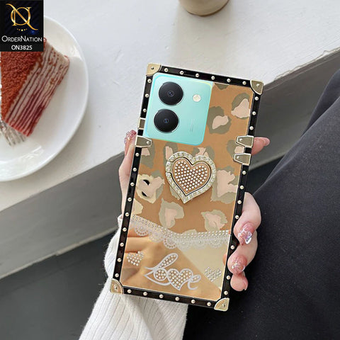 Vivo Y36 5G Cover  - Design5 - Heart Bling Diamond Glitter Soft TPU Trunk Case With Ring Holder