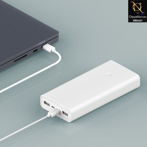 Xiaomi Power Bank 3 PLM18ZM 20000mAh 18W Two-way Quick Charge Type-C Micro Input Power Bank  - White