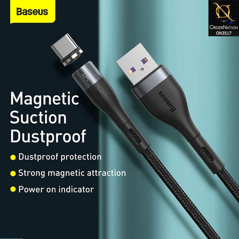 Baseus Zinc Magnetic Safe Fast Charging Data Cable USB To Type-C 5A 1M - Black