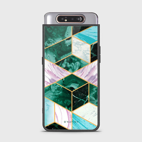 Samsung Galaxy A80 Cover - O'Nation Shades of Marble Series - HQ Ultra Shine Premium Infinity Glass Soft Silicon Borders Case