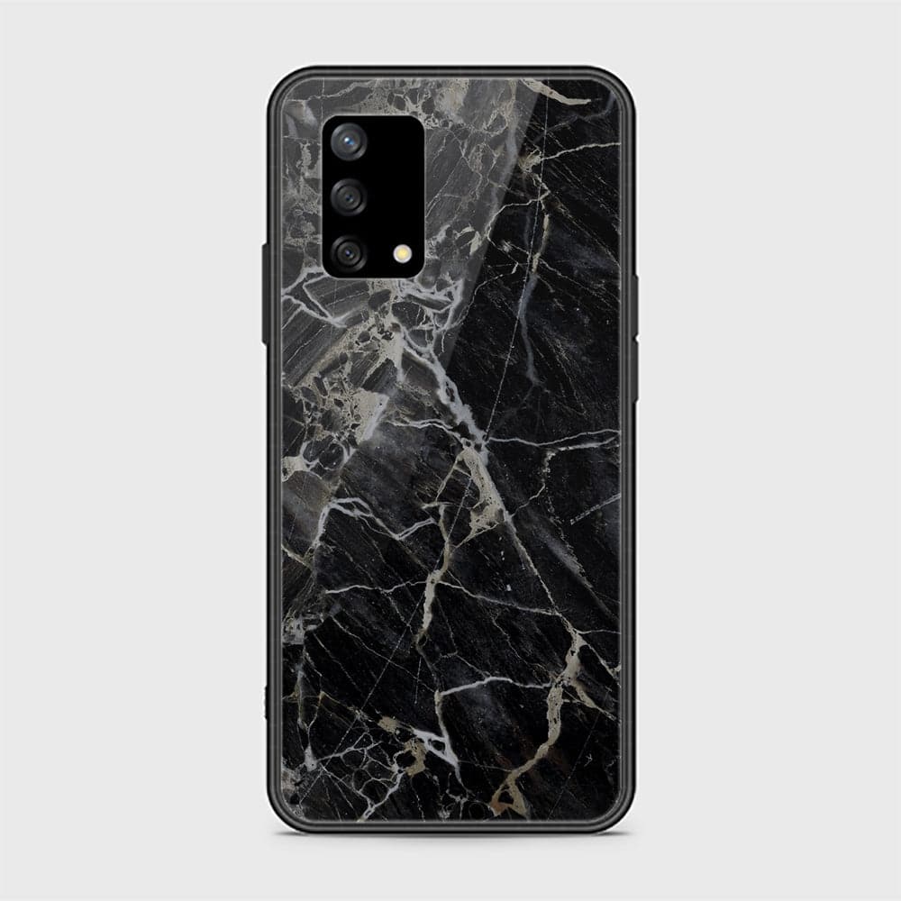 Oppo F19 Cover - Black Marble Series - HQ Ultra Shine Premium Infinity Glass Soft Silicon Borders Case