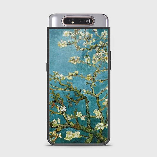 Samsung Galaxy A80 Cover - Floral Series 2 - HQ Ultra Shine Premium Infinity Glass Soft Silicon Borders Case