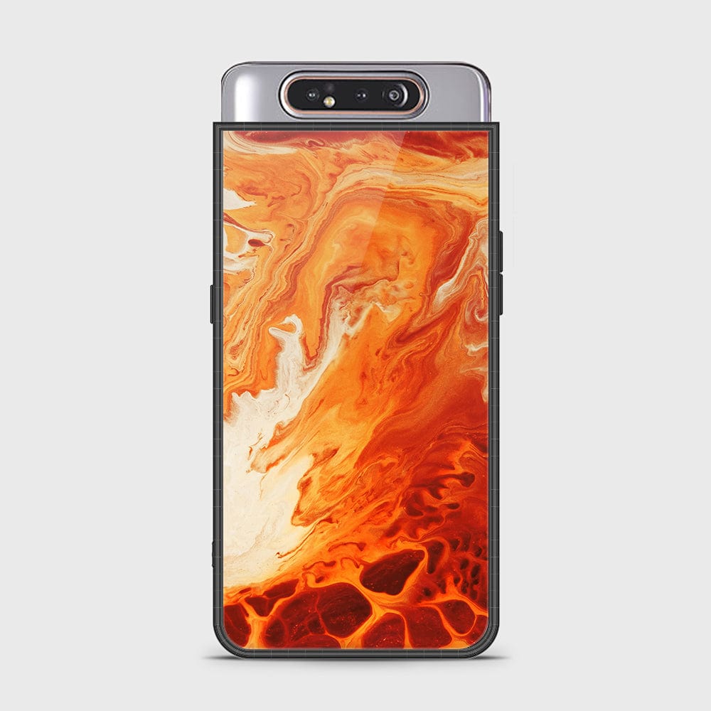 Samsung Galaxy A80 Cover - Mystic Marble Series - HQ Ultra Shine Premium Infinity Glass Soft Silicon Borders Case