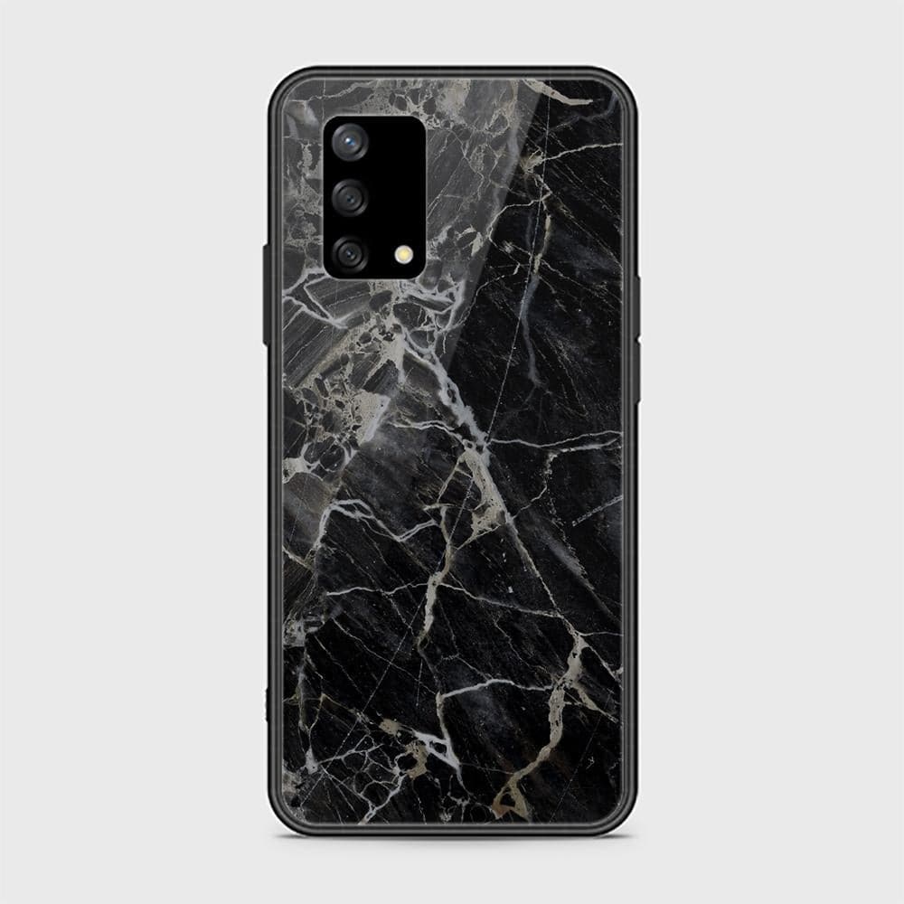 Oppo A74 Cover - Black Marble Series - HQ Ultra Shine Premium Infinity Glass Soft Silicon Borders Case