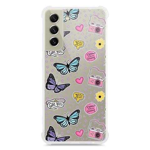 Samsung Galaxy S21 FE 5G Cover - O'Nation Butterfly Dreams Series - 9 Designs - Clear Phone Case - Soft Silicon Borders