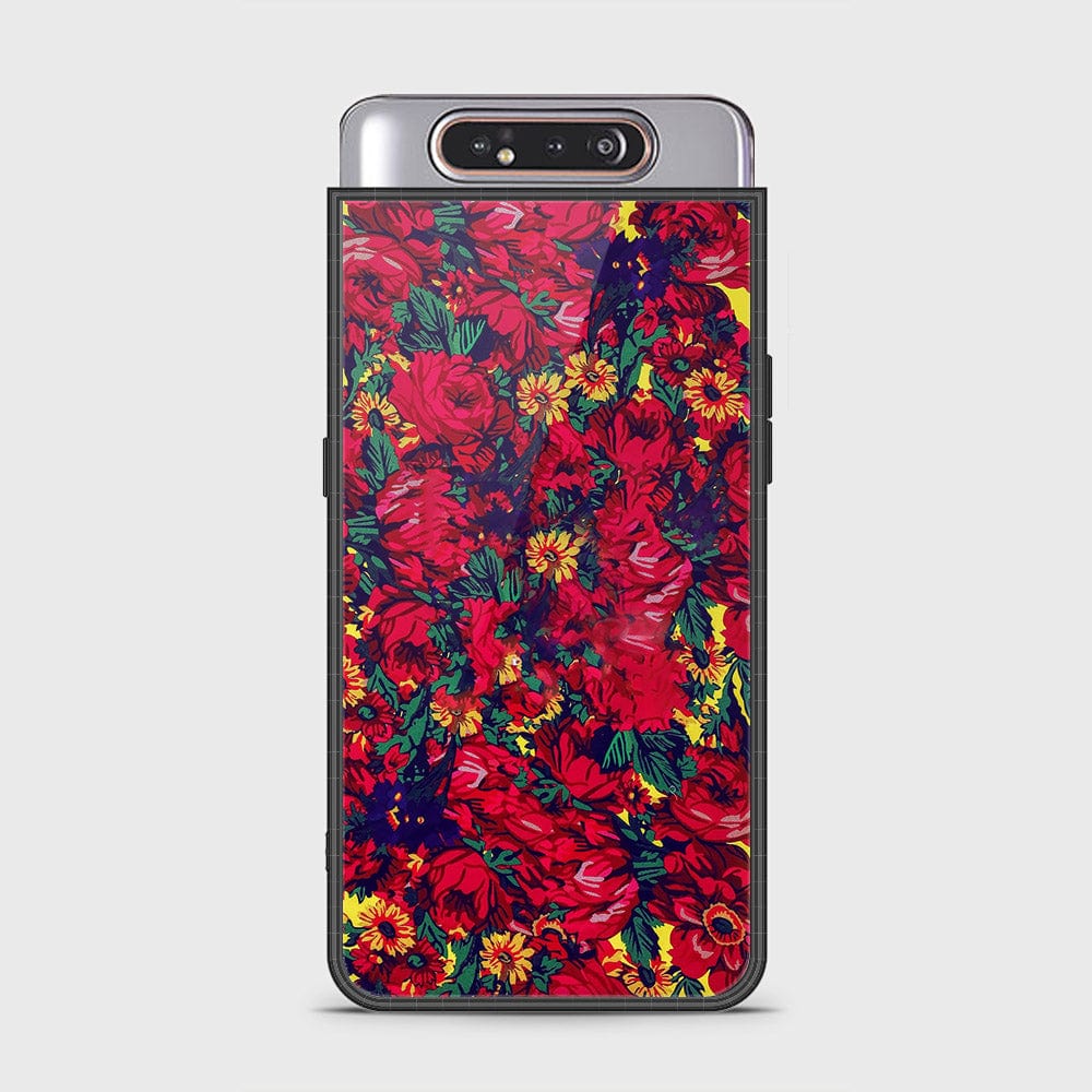 Samsung Galaxy A80 Cover - Floral Series - HQ Ultra Shine Premium Infinity Glass Soft Silicon Borders Case