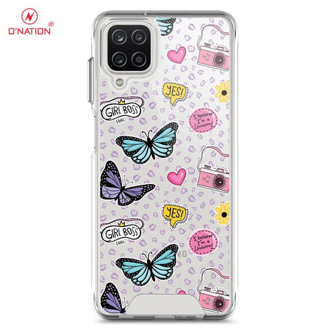 Samsung Galaxy A12 Cover - O'Nation Butterfly Dreams Series - 9 Designs - Clear Phone Case - Soft Silicon Borders