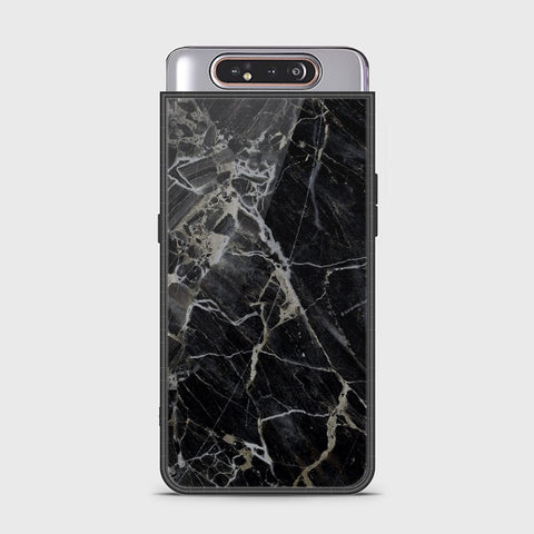 Samsung Galaxy A80 Cover - Black Marble Series - HQ Ultra Shine Premium Infinity Glass Soft Silicon Borders Case