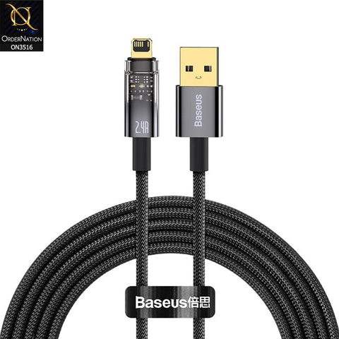 Baseus Explorer Auto Power Off iPhone Cable 2M USB to iphone 2.4A - Black