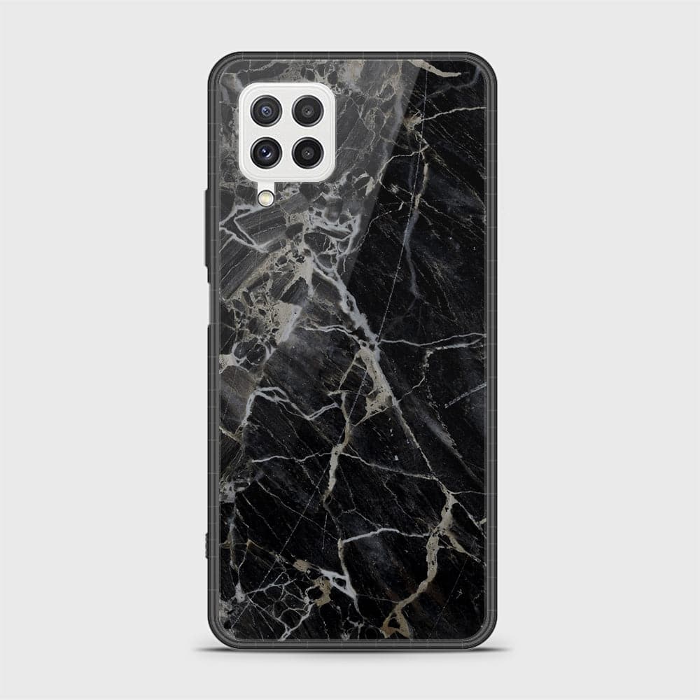 Samsung Galaxy M32 Cover - Black Marble Series - HQ Ultra Shine Premium Infinity Glass Soft Silicon Borders Case