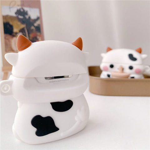 Apple Airpods 1 / 2 Cover - White - Trending 3D Cute Cartoon Soft Silicone Airpods Case