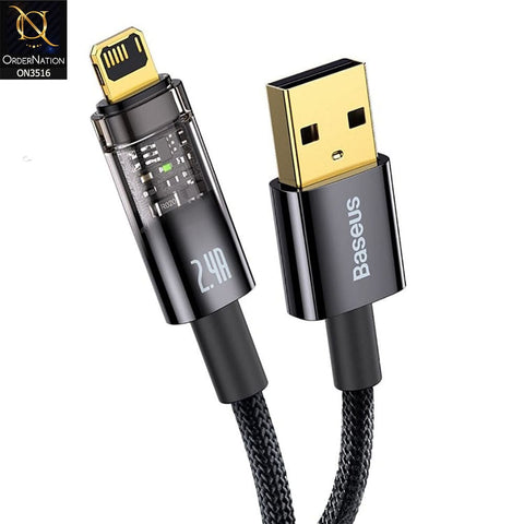 Baseus Explorer Auto Power Off iPhone Cable 2M USB to iphone 2.4A - Black