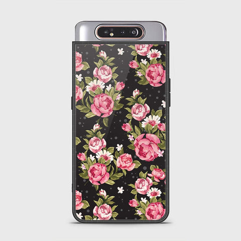 Samsung Galaxy A80 Cover - Floral Series - HQ Ultra Shine Premium Infinity Glass Soft Silicon Borders Case