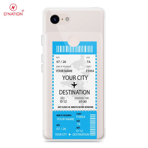 Google Pixel 3 Cover - Personalised Boarding Pass Ticket Series - 5 Designs - Clear Phone Case - Soft Silicon Borders