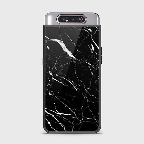 Samsung Galaxy A80 Cover - Black Marble Series - HQ Ultra Shine Premium Infinity Glass Soft Silicon Borders Case