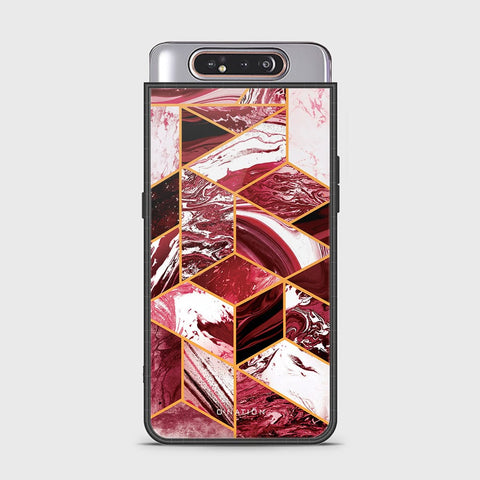 Samsung Galaxy A80 Cover - O'Nation Shades of Marble Series - HQ Ultra Shine Premium Infinity Glass Soft Silicon Borders Case