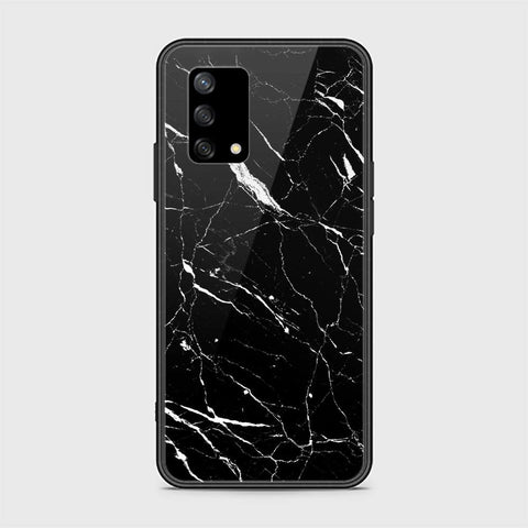 Oppo F19 Cover - Black Marble Series - HQ Ultra Shine Premium Infinity Glass Soft Silicon Borders Case