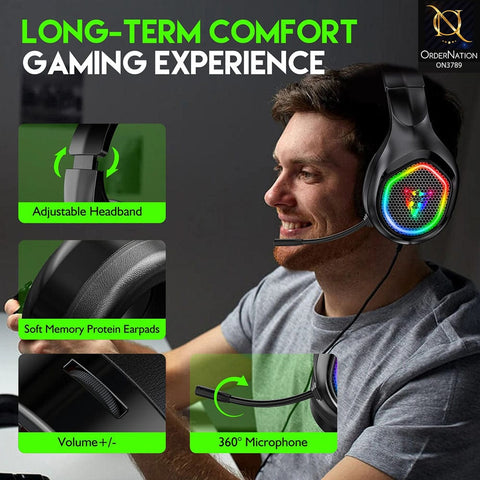 3D Stereo G500 Comfortable Noise Gaming Headphones Wired Game Headset with RGB LED Light With Mic ( Not Wireless/Bluetooth )