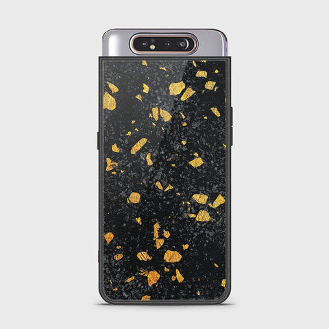 Samsung Galaxy A80 Cover - Black Marble Series - HQ Ultra Shine Premium Infinity Glass Soft Silicon Borders Case