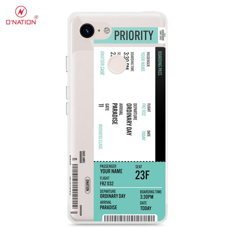 Google Pixel 3 XL Cover - Personalised Boarding Pass Ticket Series - 5 Designs - Clear Phone Case - Soft Silicon Borders