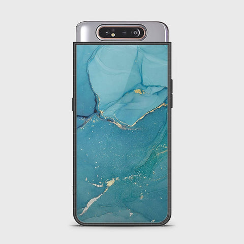 Samsung Galaxy A80 Cover - Mystic Marble Series - HQ Ultra Shine Premium Infinity Glass Soft Silicon Borders Case