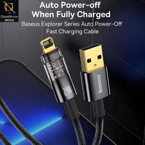 Baseus Explorer Auto Power Off iPhone Cable 2M USB to iphone 2.4A - Black