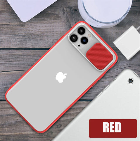 iPhone 11 Pro Cover - Red - Translucent Matte Shockproof Camera Slide Protection Case