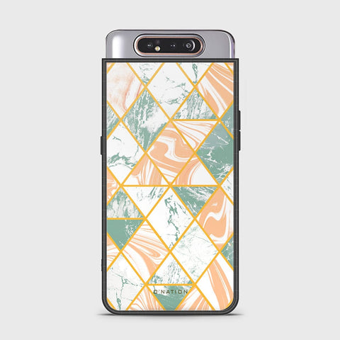 Samsung Galaxy A80 Cover - O'Nation Shades of Marble Series - HQ Ultra Shine Premium Infinity Glass Soft Silicon Borders Case