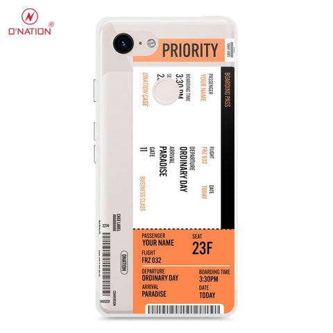 Google Pixel 3 Cover - Personalised Boarding Pass Ticket Series - 5 Designs - Clear Phone Case - Soft Silicon Borders