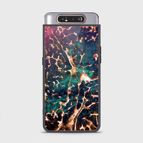 Samsung Galaxy A80 Cover - Colorful Marble Series - HQ Ultra Shine Premium Infinity Glass Soft Silicon Borders Case