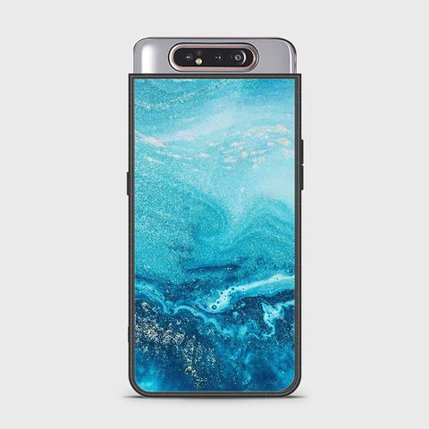 Samsung Galaxy A80 Cover - Mystic Marble Series - HQ Ultra Shine Premium Infinity Glass Soft Silicon Borders Case