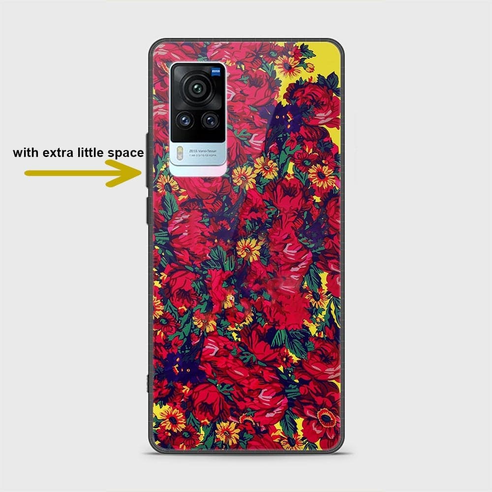 Vivo X60 Pro Cover - Floral Series - HQ Ultra Shine Premium Infinity Glass Soft Silicon Borders Case