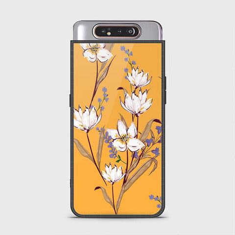 Samsung Galaxy A80 Cover - Floral Series - HQ Ultra Shine Premium Infinity Glass Soft Silicon Borders Case