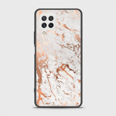 Samsung Galaxy M22 Cover - White Marble Series 2 - HQ Ultra Shine Premium Infinity Glass Soft Silicon Borders Case