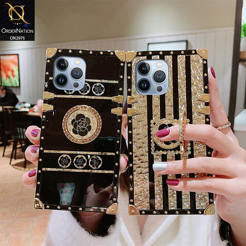 Samsung Galaxy S10 Plus Cover - Design1 - 3D illusion Gold Flowers Soft Trunk Case With Ring Holder