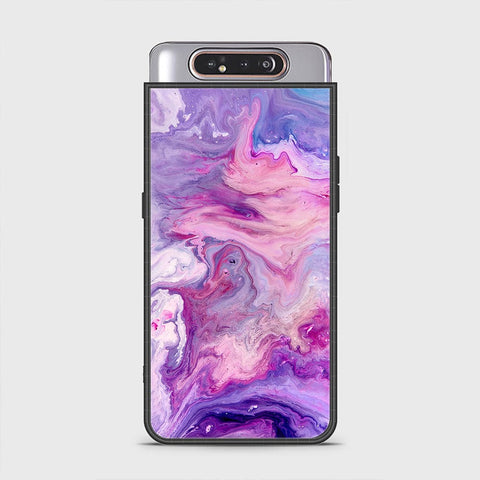 Samsung Galaxy A80 Cover - Colorful Marble Series - HQ Ultra Shine Premium Infinity Glass Soft Silicon Borders Case