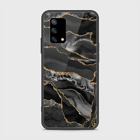 Oppo F19 Cover - Black Marble Series - HQ Ultra Shine Premium Infinity Glass Soft Silicon Borders Case