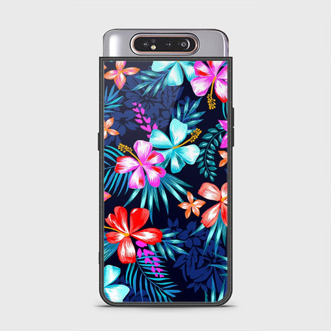 Samsung Galaxy A80 Cover - Floral Series - HQ Ultra Shine Premium Infinity Glass Soft Silicon Borders Case