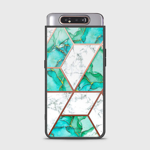 Samsung Galaxy A80 Cover - O'Nation Shades of Marble Series - HQ Ultra Shine Premium Infinity Glass Soft Silicon Borders Case