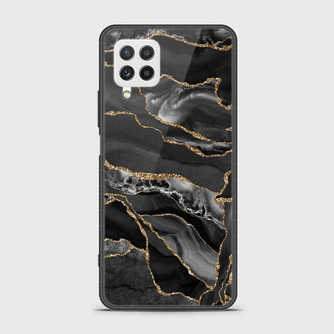 Samsung Galaxy A22 Cover - Black Marble Series - HQ Ultra Shine Premium Infinity Glass Soft Silicon Borders Case